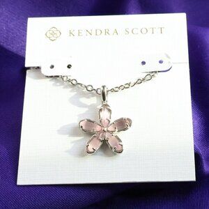 NEW❤️ Kendra Scott Kyla Silver Pink Cat's Eye Glass Necklace ❤️